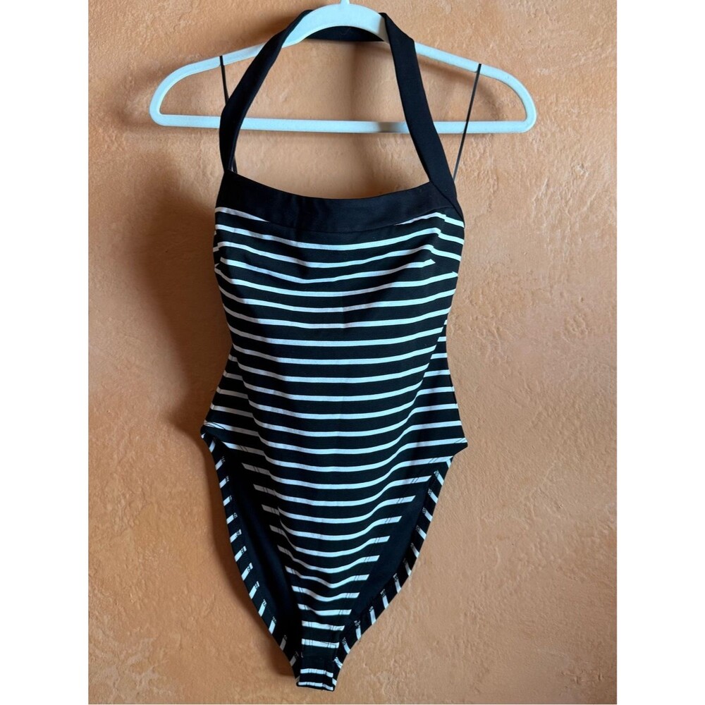 Nicholas Lainey Striped Halter Bodysuit XS Black Milk NWT